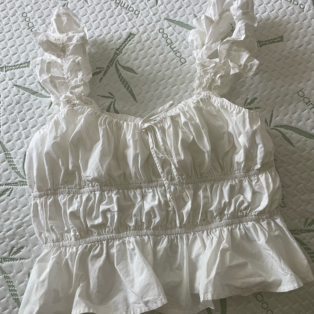 En Saison White Ruffle Tank Top - Picture 4 of 7